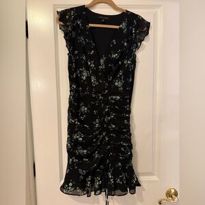 Banana Republic Black Floral Ruched Dress - like new